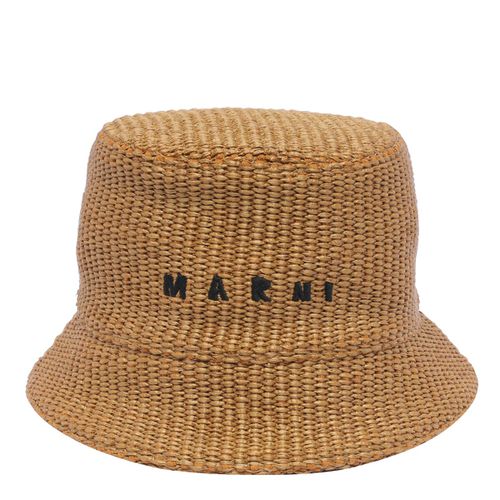 Bucket Hat Rafia Effect With Embroidered Logo - Marni - Modalova