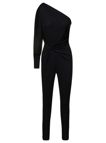 Black One-shoulder Jumpsuit With Side Gathering In Jersey Woman - Saint Laurent - Modalova