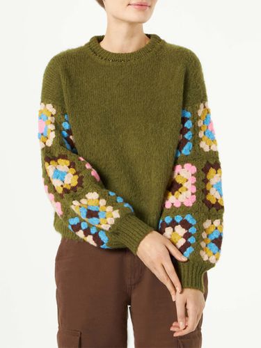 Woman Ultra Soft Crewneck With Handmade Crochet Sleeves - MC2 Saint Barth - Modalova
