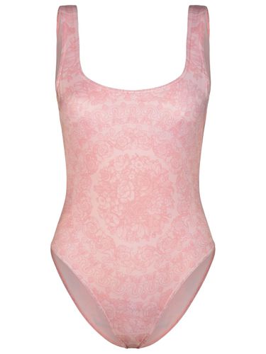 Barocco One-piece Swimsuit In Pink Polyester Blend - Versace - Modalova
