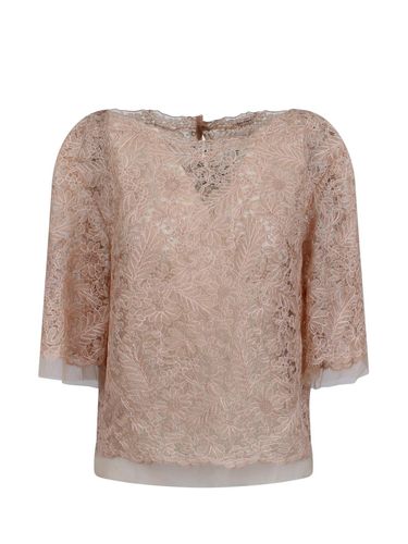 Floral Lace Short-sleeved Blouse - Ermanno Scervino - Modalova