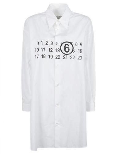 Number Logo Print Shirt Dress - MM6 Maison Margiela - Modalova