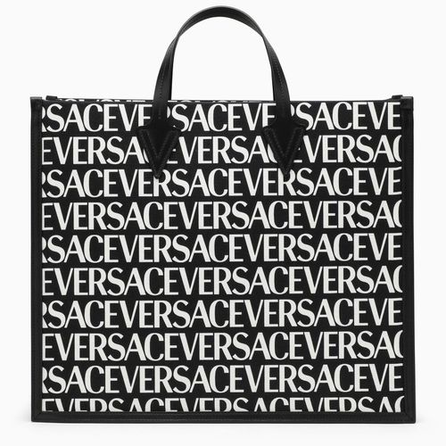 Black Tote Bag With All-over Logo - Versace - Modalova
