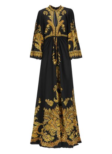 Long Silk Dress With Pleated Print - Etro - Modalova