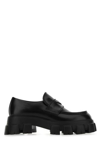 Black Leather Monolith Loafers - Prada - Modalova