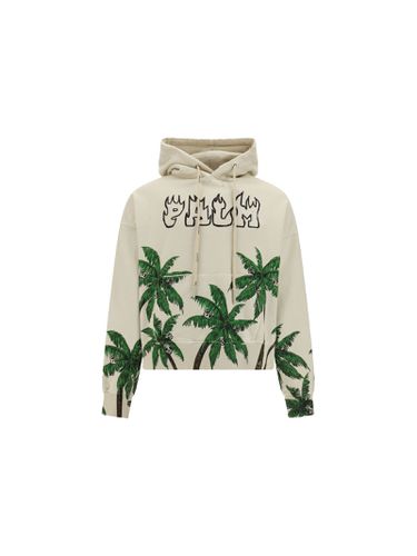 Palm & skull Vintage Hoodie In White And Green - Palm Angels - Modalova