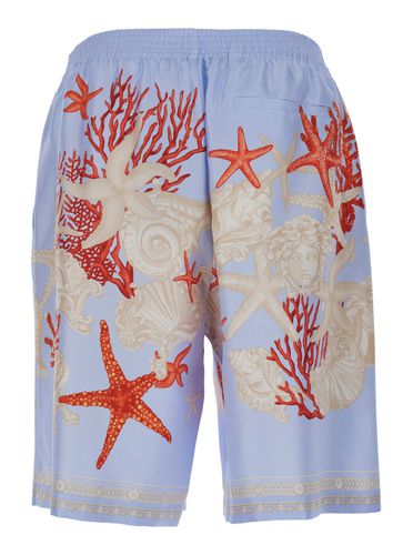 Multicolor Shorts With Seabed Print In Silk Man - Versace - Modalova