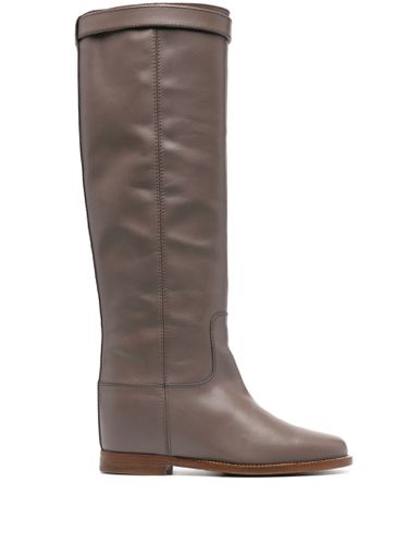 Taupe Calf Leather Boots - Via Roma 15 - Modalova