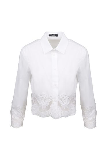 Lace Inserts Cotton Crop Shirt - Dolce & Gabbana - Modalova
