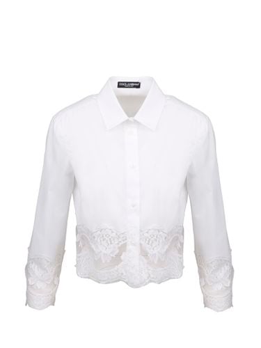 Lace Inserts Cotton Crop Shirt - Dolce & Gabbana - Modalova