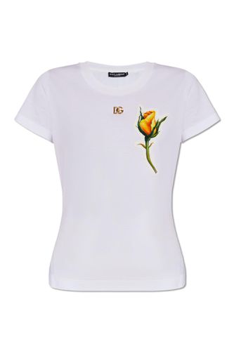 Rose-appliquè T-shirt - Dolce & Gabbana - Modalova