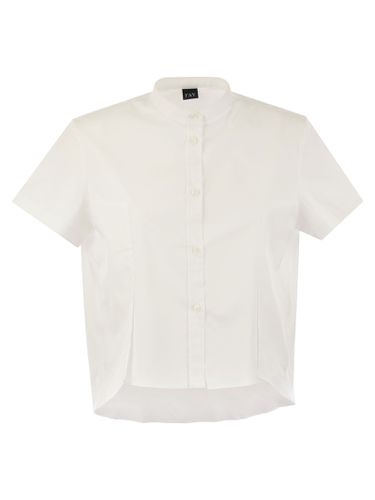 Cotton Shirt With Mandarin Collar - Fay - Modalova