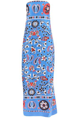 Printed Silk Strapless Dress - Tory Burch - Modalova