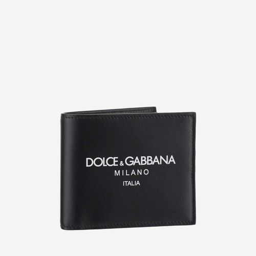 Calfskin Bifold Wallet With Logo - Dolce & Gabbana - Modalova