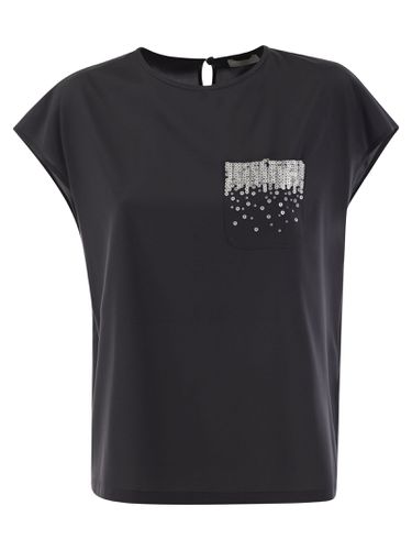 Crepe De Chine Top With Sequin Pocket - Peserico - Modalova