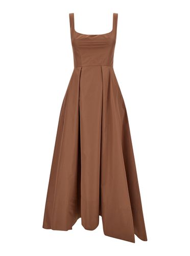 Brown Midi Sleeveless Dress With Square Neckline In Technical Fabric Woman - Pinko - Modalova
