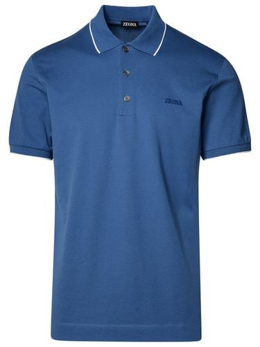 Zegna Polo Shirt In Blue Cotton - Zegna - Modalova