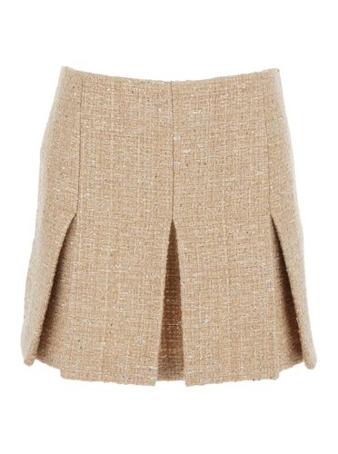 Miniskirt With Pleated Details On The Front And Logo Plaque On The Rear In Tech Fabric Woman - TwinSet - Modalova