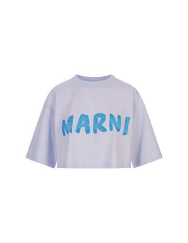 Light Crop T-shirt With Brushed Logo - Marni - Modalova