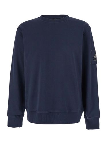 Crewneck Sweatshirt With Logo Patch On The Sleeve In Cotton Man - Moose Knuckles - Modalova