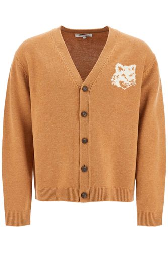 Fox Head Wool Cardigan With - Maison Kitsuné - Modalova