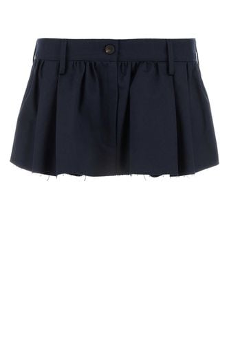 Midnight Blue Cotton Mini Skirt - Miu Miu - Modalova
