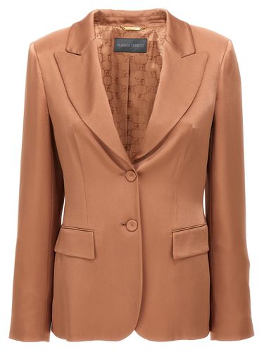 Satin Single-breasted Blazer - Alberta Ferretti - Modalova