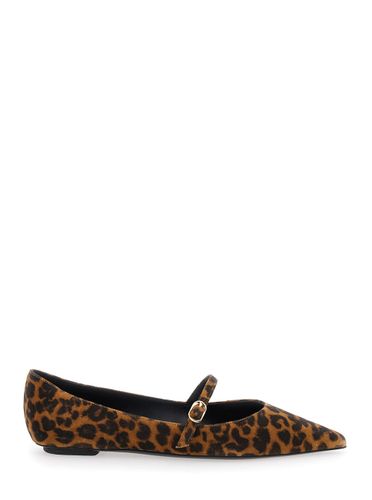 Emilia Ballet Shoes With Adjustable Strap Closure And All-over Leopard Motif In Suede Woman - Stuart Weitzman - Modalova