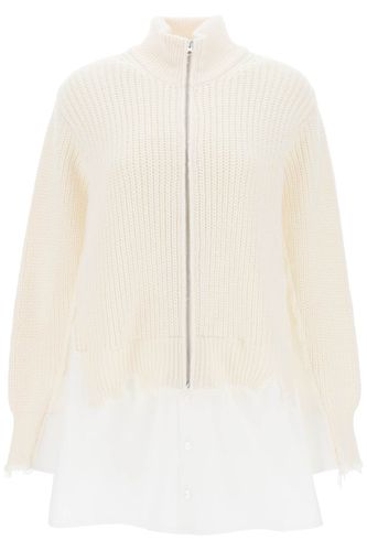 Ribbed Cardigan With Zipper - MM6 Maison Margiela - Modalova