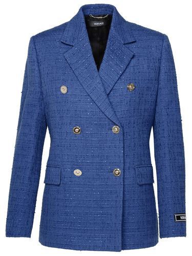 Versace Blue Cotton Blend Blazer - Versace - Modalova