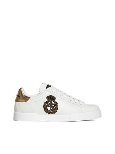 Portofino Logo Crest Leather Sneakers - Dolce & Gabbana - Modalova