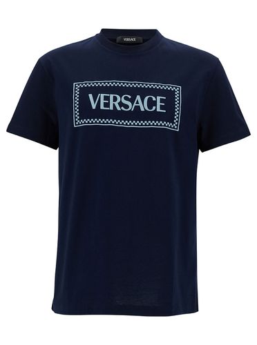 Crewneck T-shirt With 90s Logo Print In Cotton Man - Versace - Modalova