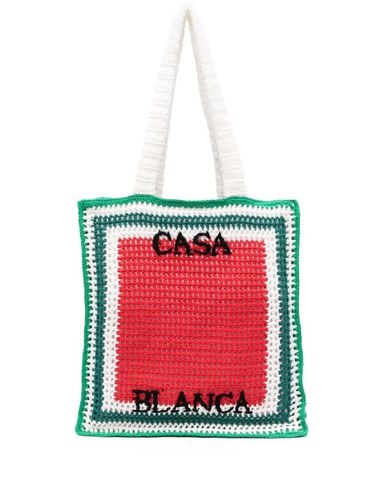 Crocheted Atlantis Tote Bag In Green, And White - Casablanca - Modalova