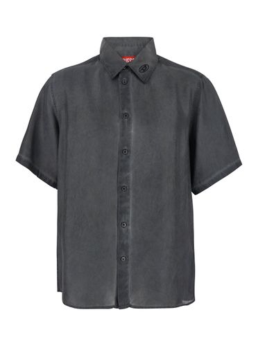 Leon T-shirt With Classic Collar And Logo Detail On The Collar In Tech Fabric Man - Diesel - Modalova