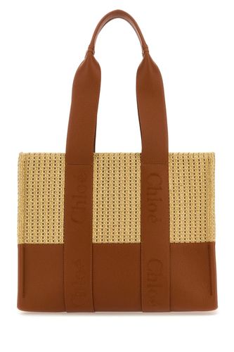 Raffia And Leather Woody Shopping Bag - Chloé - Modalova