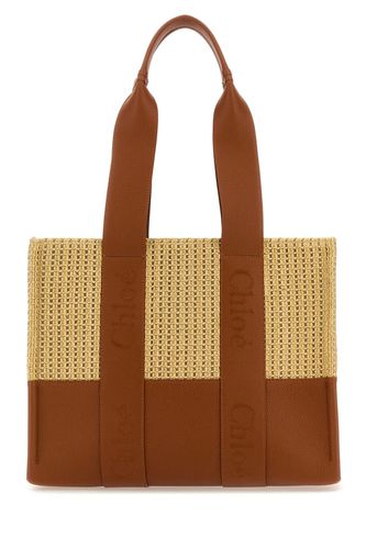 Raffia And Leather Woody Shopping Bag - Chloé - Modalova