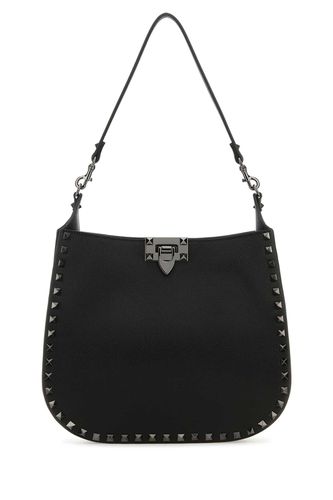 Black Leather Hobo Rockstud Handbag - Valentino Garavani - Modalova