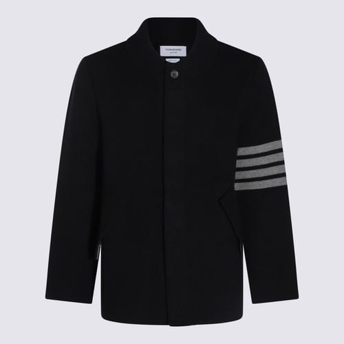 Thom Browne Navy Wool Coat - Thom Browne - Modalova