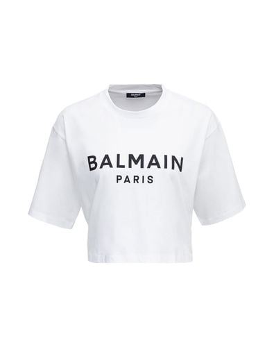 Balmain Printed Cropped T-shirt - Balmain - Modalova