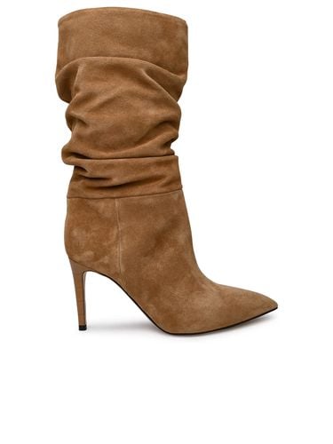 Camel Velour Slouchy Boots - Paris Texas - Modalova