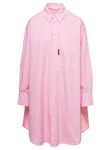 Mini Shirt Dress With Contrasting Logo Print At The Back In Cotton Woman - Palm Angels - Modalova