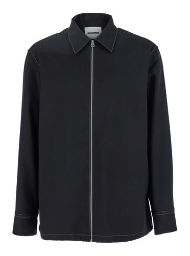 Zip-up Shirt With Contrasting Stitching In Tech Fabric Man - Jil Sander - Modalova