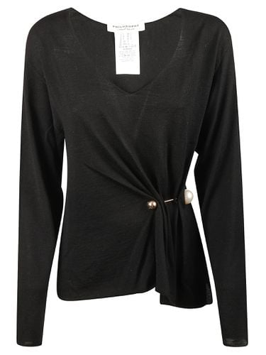 Pin Applique V-neck Sweater - Philosophy di Lorenzo Serafini - Modalova