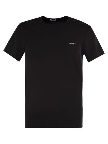 Stretch Cotton T-shirt With Embroidered Logo - Kiton - Modalova