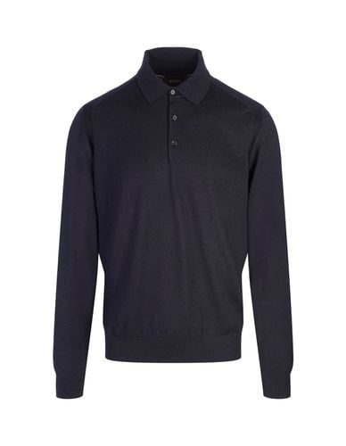 Dark Silk, Wool And Cashmere Regular Fit Polo Style Sweater - Hugo Boss - Modalova