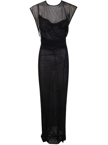 Mesh Open Back Sleeveless Dress Velvet Flock - Jean Paul Gaultier - Modalova