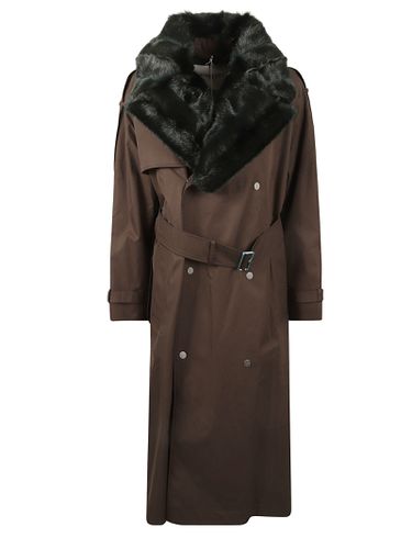 Fur Double-breasted Belted Coat - Burberry - Modalova