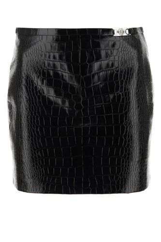 Versace Black Leather Mini Skirt - Versace - Modalova