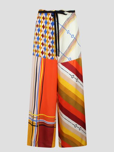 Heritage Patchwork Print Silk Trousers - Gucci - Modalova