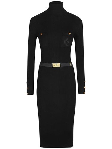 Logo Embroidered Narrow-ribbed Midi Dress - Elisabetta Franchi - Modalova